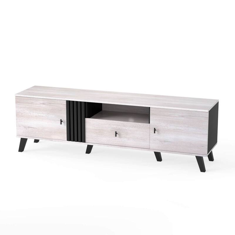 Costway Mid Century Modern TV Stand for 80" TVs with Open Shelf 2 Side - See Details