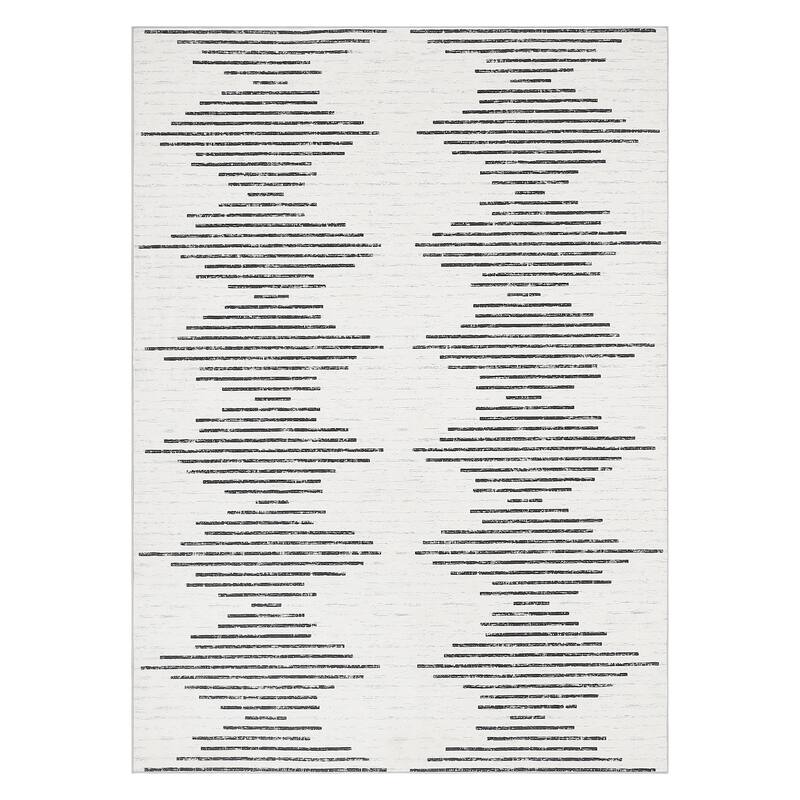 Washable Rugs for Living Room Modern Geometric Striped Area Rug Soft Non-Slip Low Pile Accent Rug