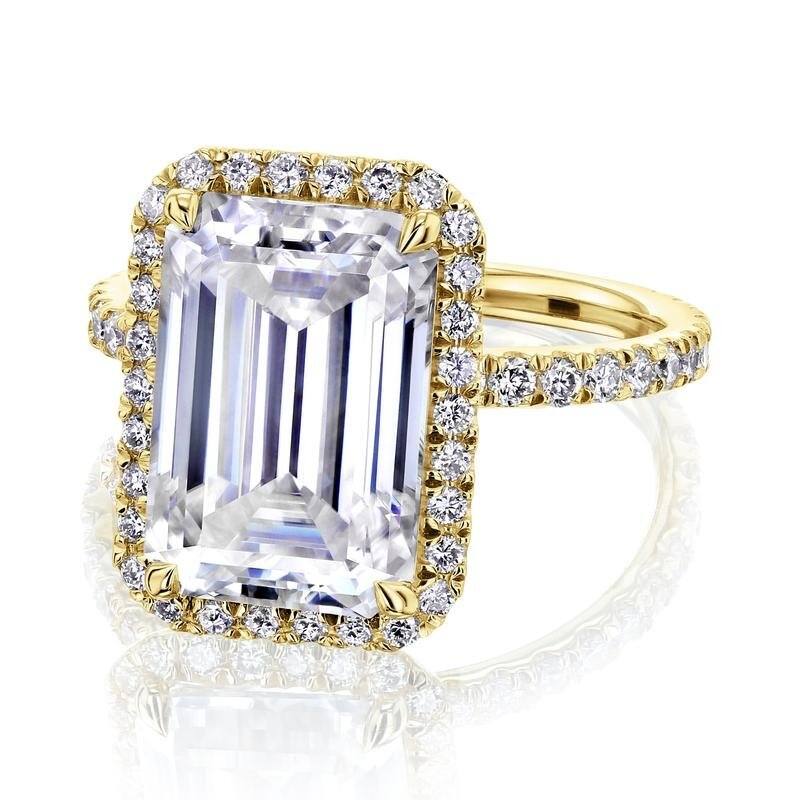 Kobelli Signature Collection 6.10 Carat Moissanite & Diamond 14k Solid Gold Emerald Halo Near Eternity Eloise Engagement Ring