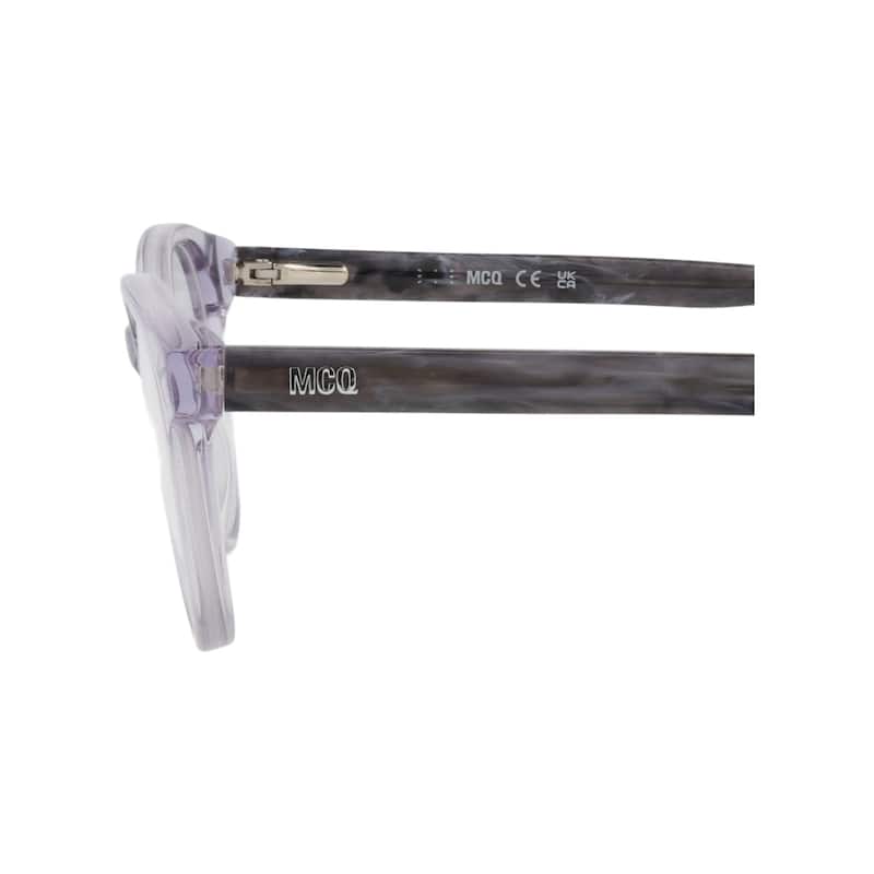 McQ Alexander McQueen Round-Frame Acetate Optical Frames, Transparent Lens, Shiny Transparent Gray Frame