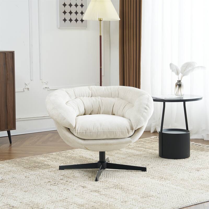 Ergonomic Chenille Office Chair Swivel Chair, Rotating Chair Club Chair Accent Chair with Removable Cushion