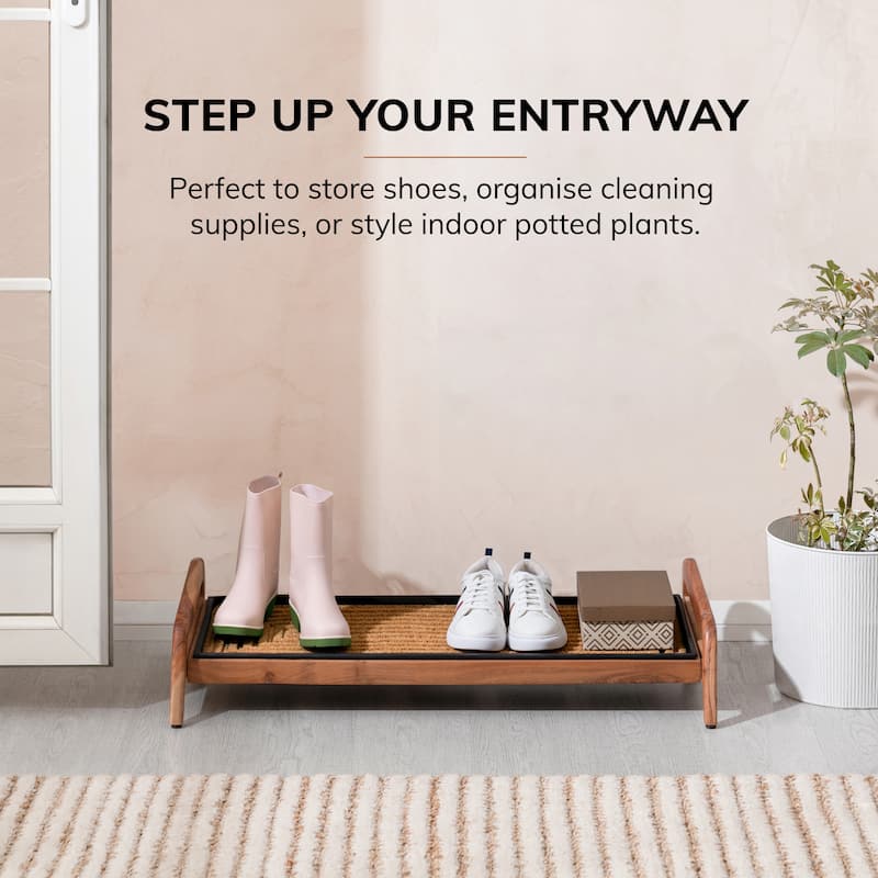 Jani Single-Tier Natural Stand 3-Pair Rubber Boot Tray.