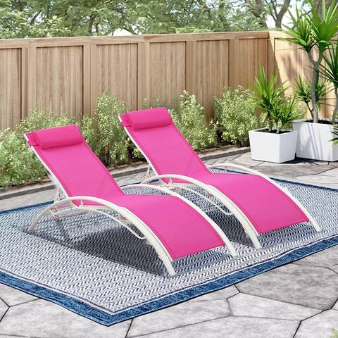 GDY 2 Sets of Outdoor Chaise Lounge with Armrest and Adjustable backrest - N/A
