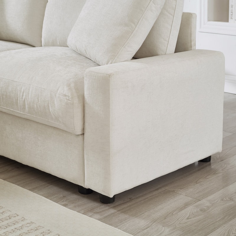 103.54" L-Shaped Sectional Sofa with Storage and Movable Ottoman