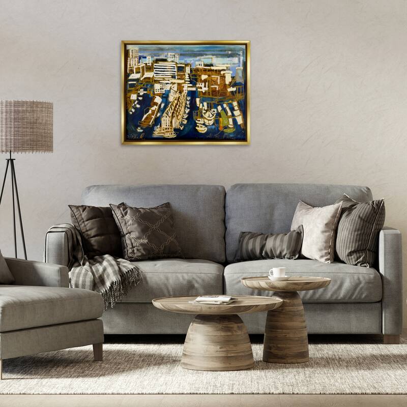 Stupell Bold Abstract Cityscape Framed Floater Canvas Wall Art Design By Erin McGee Ferrell