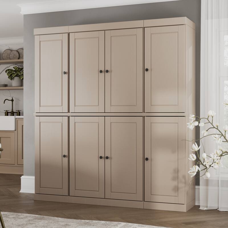 Palace Imports 100% Solid Wood Pantry Cabinet, Raised Panel Doors, 2 Drawers, Adjustable Shelves, 65" Wide, 71.5" Tall