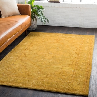 Hand-Tufted Fahua Bordered Wool Rug - 6' x 6'