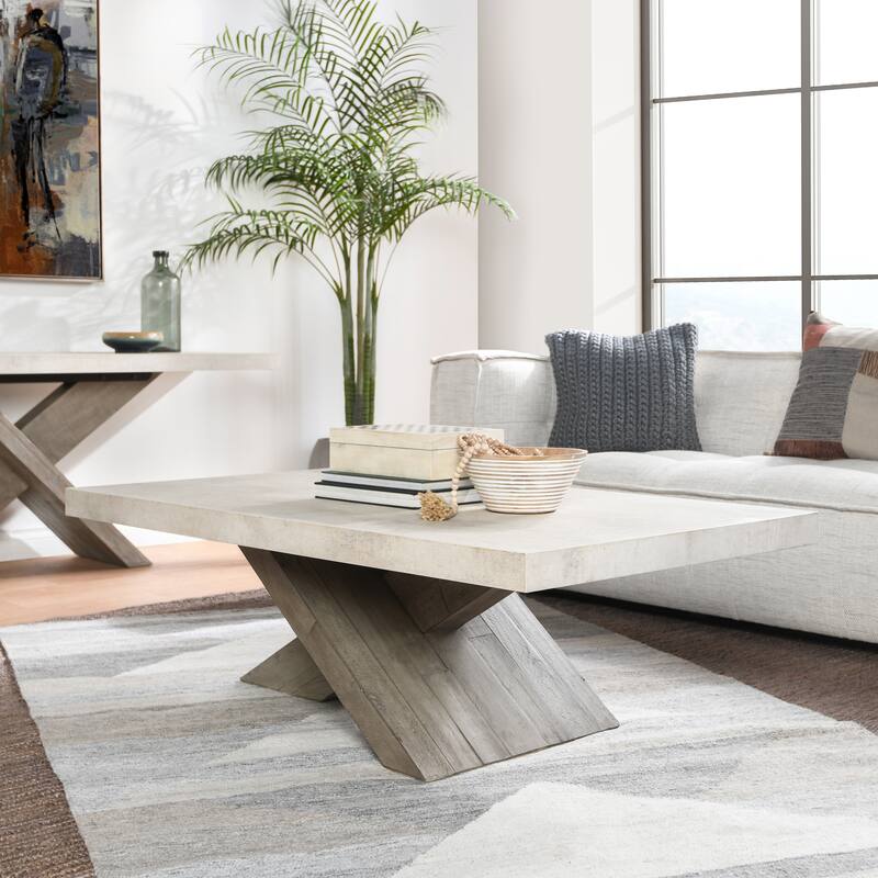 Classic Home Durant Coffee Table - 54Wx32Dx18H - Distressed Grey/Antique White