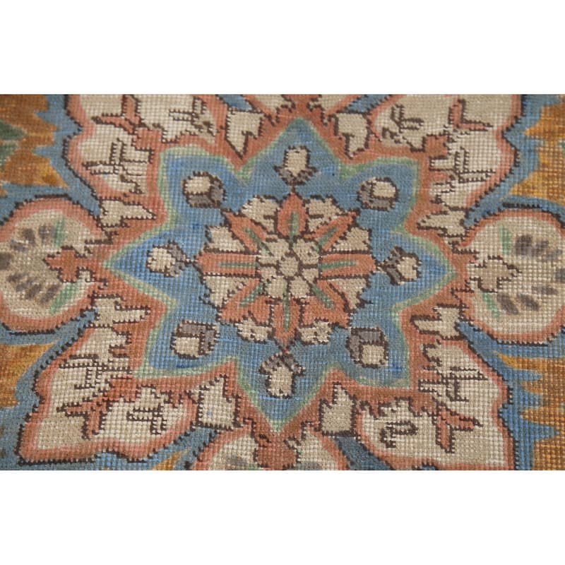Blue Tabriz Persian Vintage Rug Hand-Knotted Oriental Wool Carpet - 6'5"x 9'5"