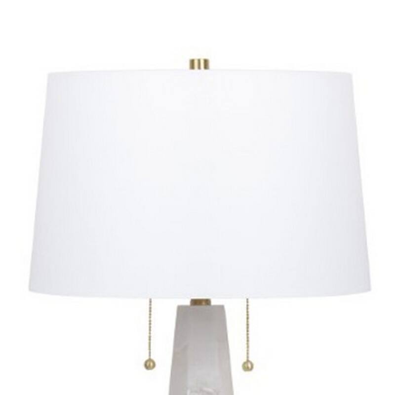 32 Inch Table Lamp, White Drum Shade, Double Pull Chain, Tapered Cone Base