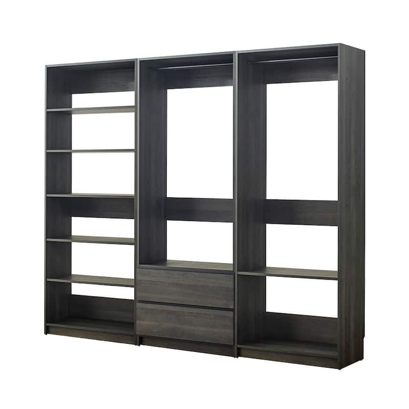 Prosper Freestanding Walk in Wood Closet System - 83" H x 94.2" W x 15.7" D - Grey