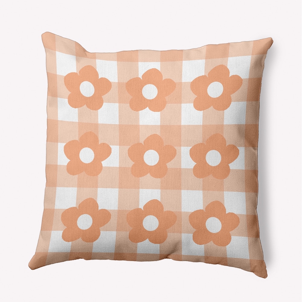 Flowers on Gingham Decorative Throw Pillow