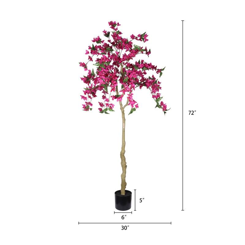 6FT Artificial Bougainvillea Tree in Black Pot - Lifelike Indoor Faux Plant for Home Decor