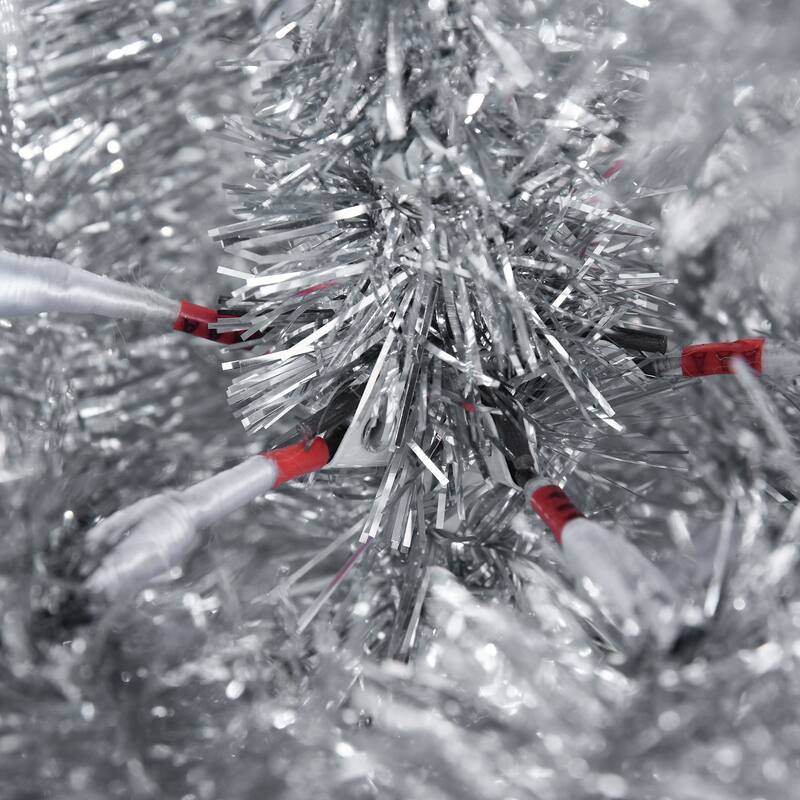 HOMCOM 6' Metallic Silver Christmas Tree with Stand