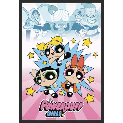 Powerpuff Girls - Girls vs Villans Framed Art Poster - 24 x 36 Inch