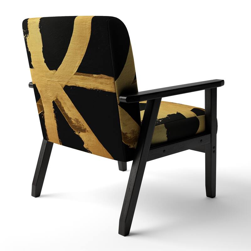Designart "Black & White Crossing Paths I" Upholstered Abstract Accent Chair - Modern Arm Chair For Bedroom