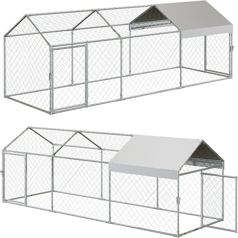 120"×40"×40" Large Metal Poultry Cage Walk in Hen House Black - Silver