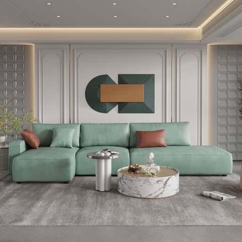 145'' Leath-Aire Sofa Modern Sectional Sofa for Living Room