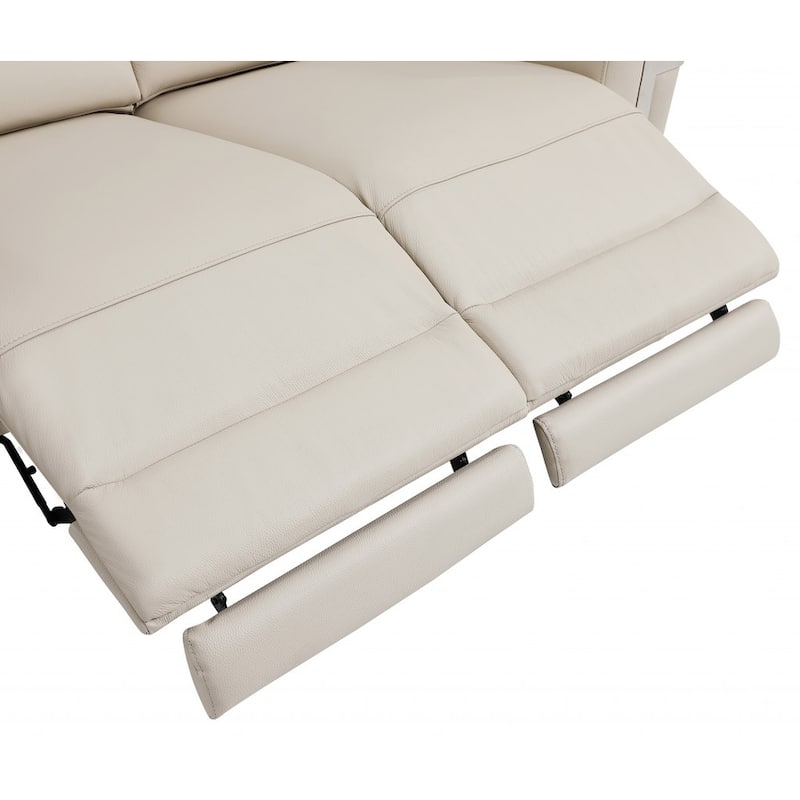 HomeRoots Two Piece Indoor Beige Italian Leather Five Person Seating Set
