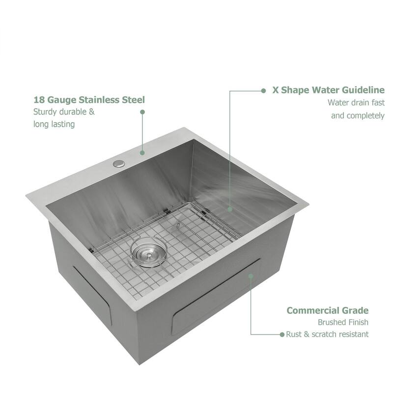 Laundry Utility Sink Drop In Topmount Deep Single Bowl Kitchen Sink Basin
