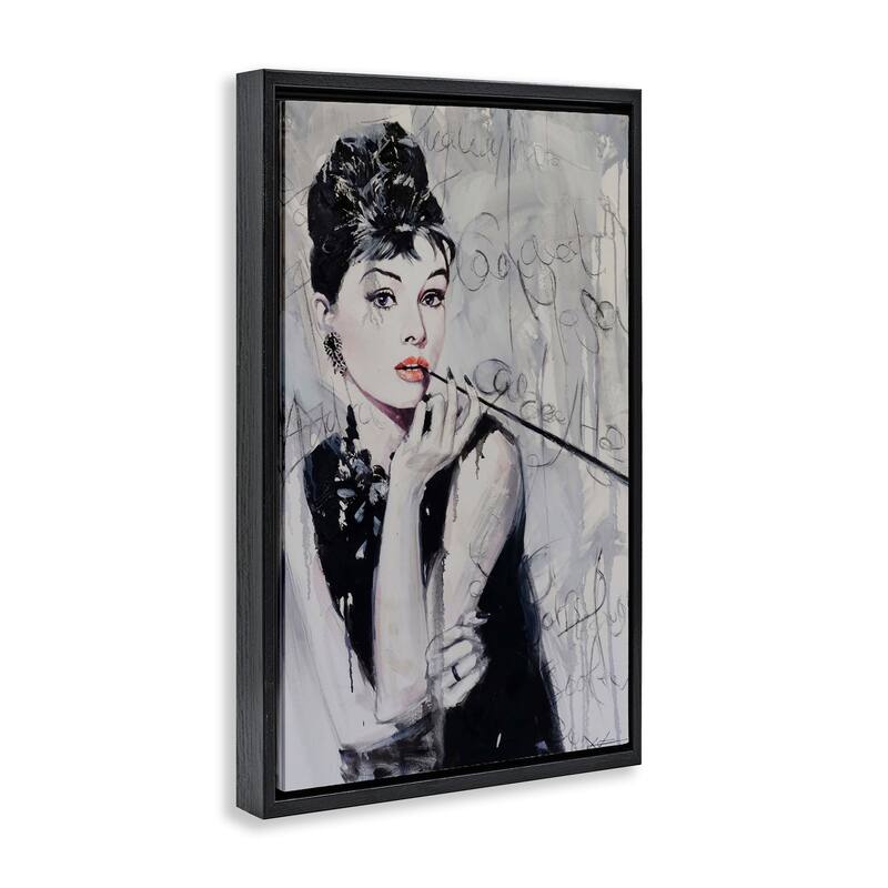 Stupell Bold & Classic Audrey Framed Floater Canvas Wall Art Design By Lucille Lee