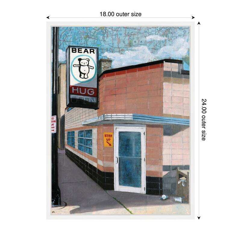 Kate and Laurel Bear Hug by Krista V. Allenstein Framed Canvas Wall Art Print