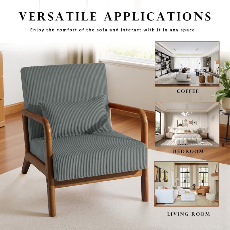 Mid-Century Upholstered Accent Chair with Wood Frame