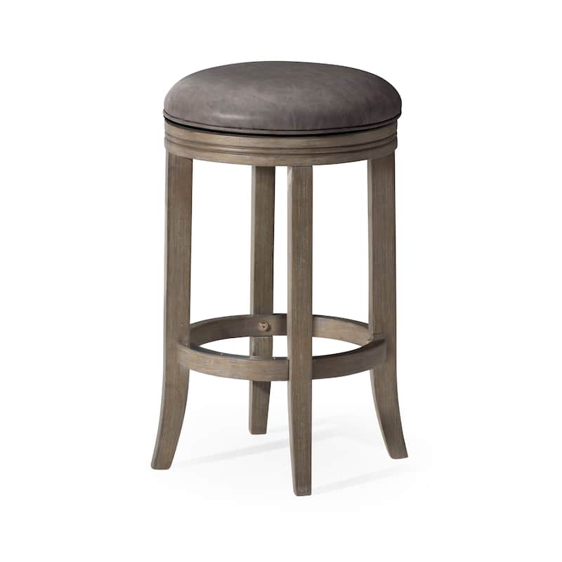 Maven Lane 26" Eva Swivel Counter Height Kitchen Stool - Reclaimed Oak Vegan Leather