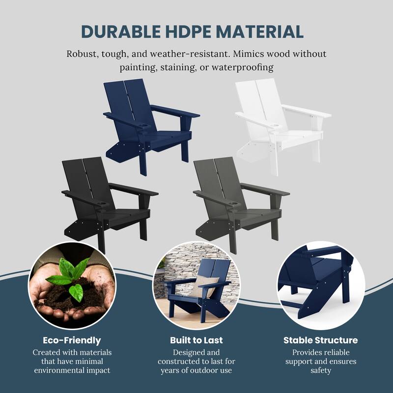 Coastin Modern Poly Adirondack Chair (Set of 2), Black