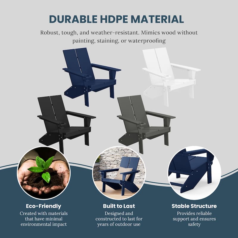 Coastin Modern Poly Adirondack Chair (Set of 4), Black