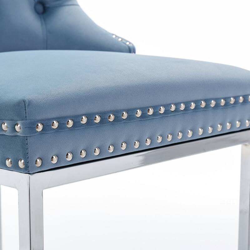 2PCS Velvet Counter Height Bar Stools