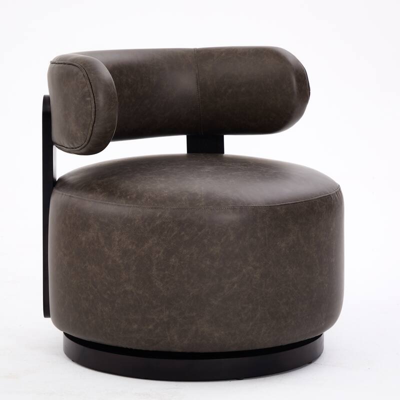 Christopher Knight Home -Modern PU Upholstered Swivel Club Chair with Wooden Base