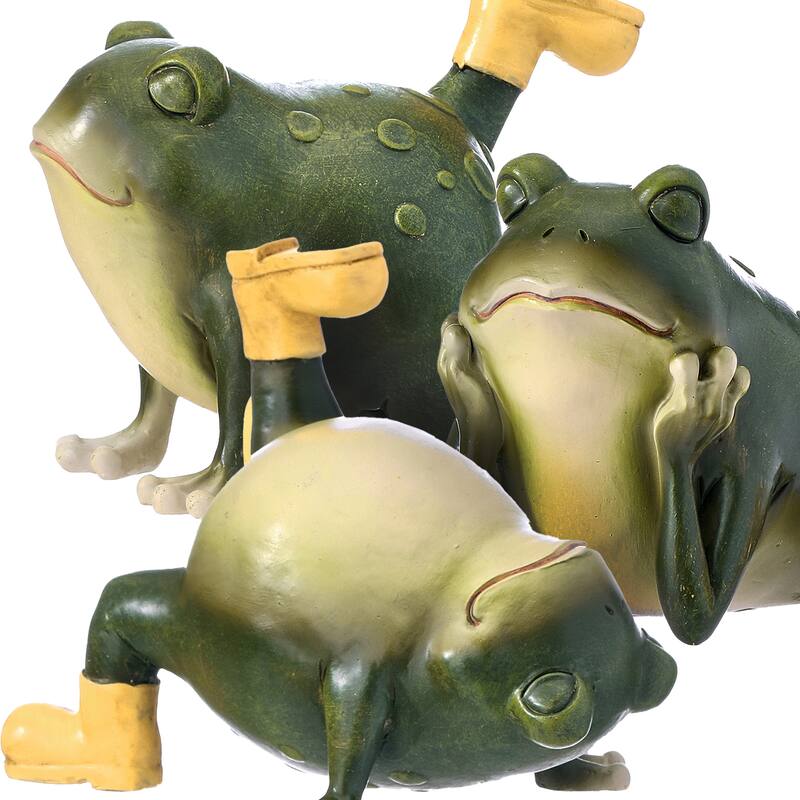 6" Resin Yoga Frog Set of 3