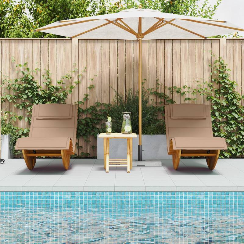 vidaXL Rocking Sun Loungers with Cushions 2 pcs Solid Wood Acacia - 23.6 x 60.6 x 29.1