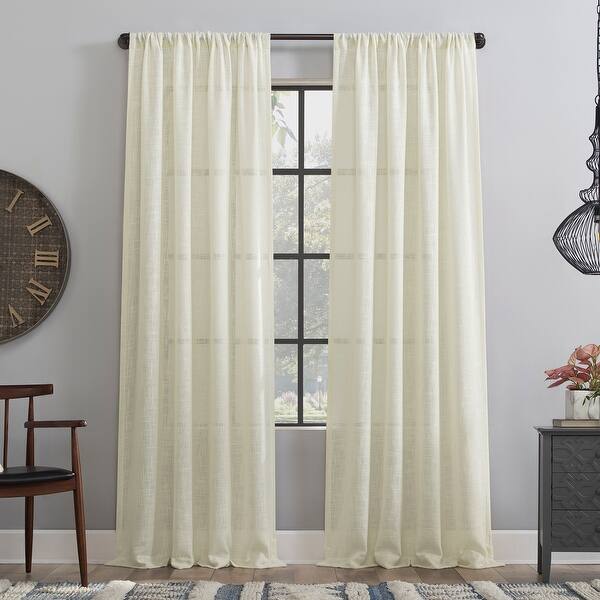 Shop Clean Window Basketweave Anti Dust Semi Sheer Curtain Panel Overstock 32012960