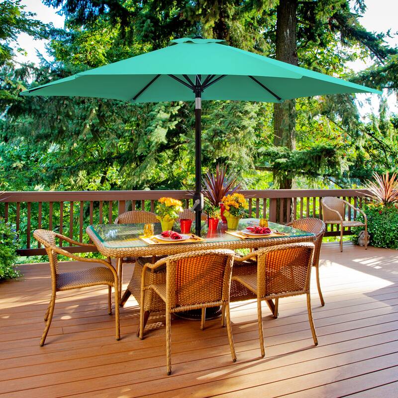 Yaheetech 9ft Patio Umbrella 8 Ribs with Push Button Tilt and Crank