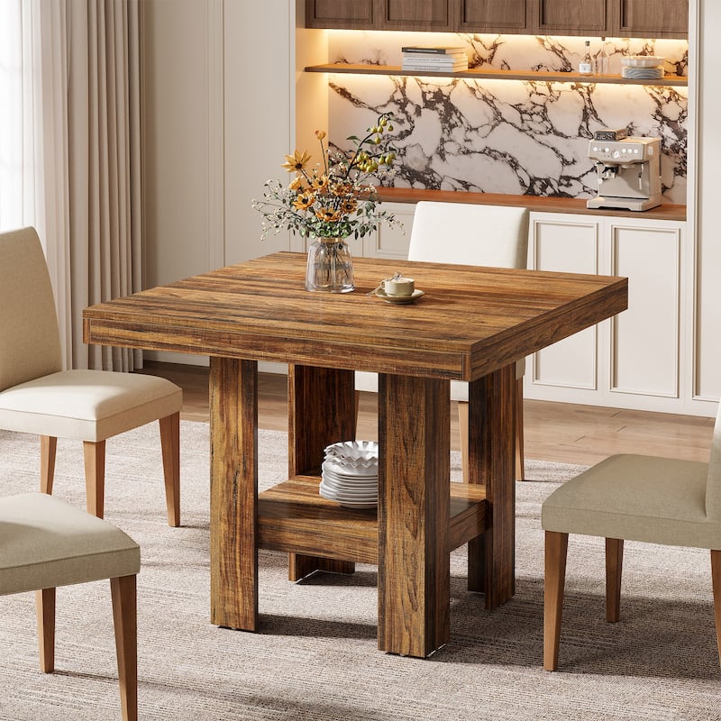 Small Dining Kitchen Table with Shelf Storage