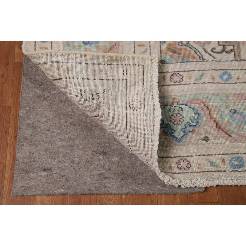 Beige / Ivory Medallion Tabriz Persian Rug Hand-Knotted Wool Carpet - 8'0"x 11'4"