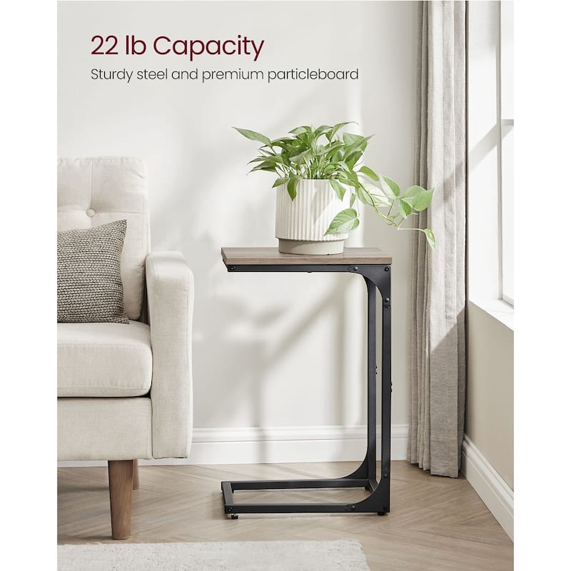 Steel Particleboard C Shaped Side Tables Set of 2 Slim Design for Small Spaces - 15.7" x 11.8" x 24.4"