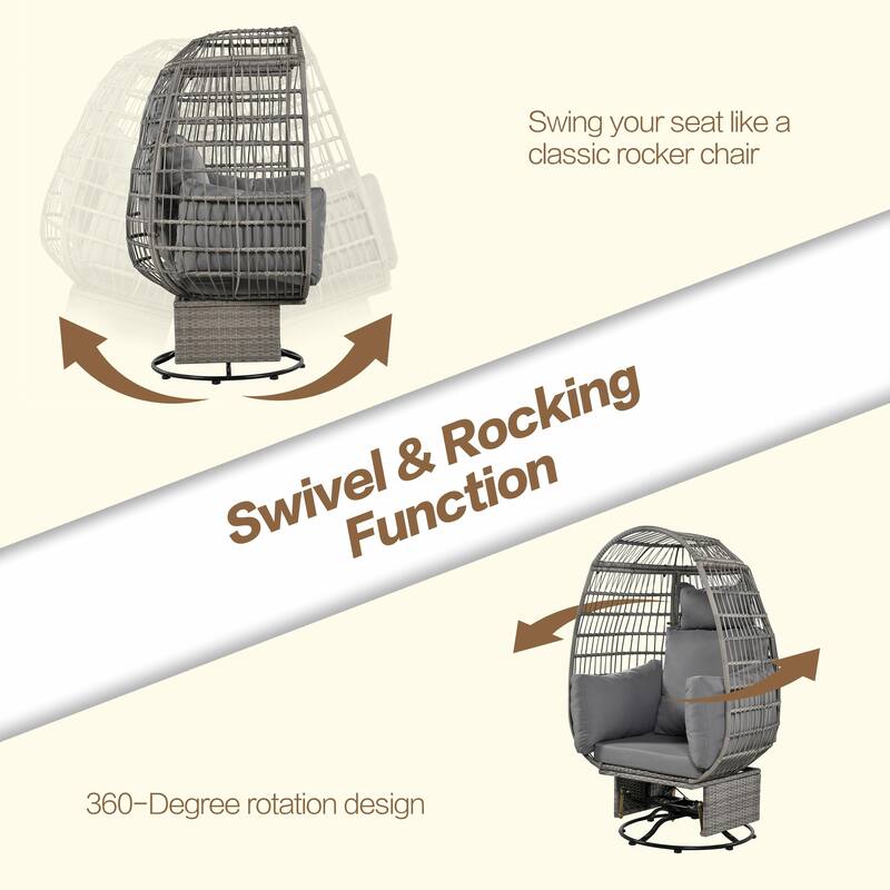 Swivel Rattan Egg Patio Chair with Cushions and Rocking Function