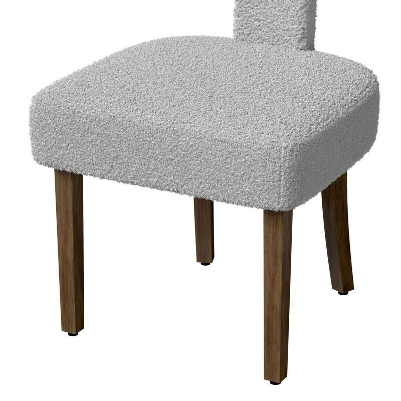 Dining Chairs Boucle Fabric Lamb Upholstered T-Shape (Set of 2)