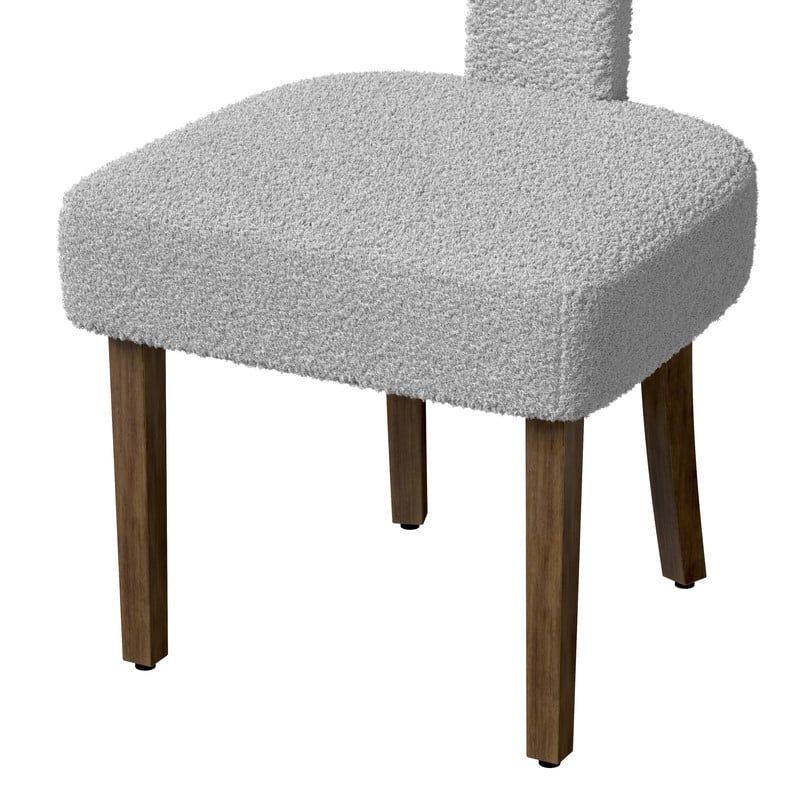 Dining Chairs Boucle Fabric Lamb Upholstered T-Shape (Set of 4)