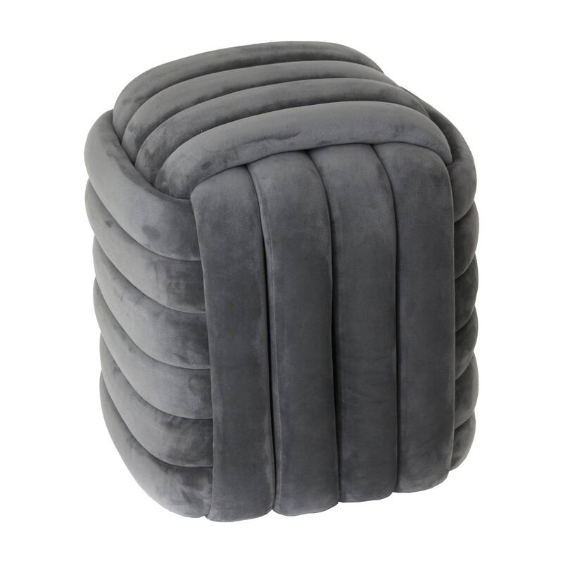 Modern Velvet Cube Knot Accent Stool with Layered Cushion Design