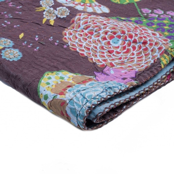 50" x 70" Multicolored, Kantha Cotton - Throw. Opens flyout.