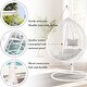 preview thumbnail 14 of 19, Wicker Rattan Hanging Swing Chair with White Metal Stand and Grey Cushion