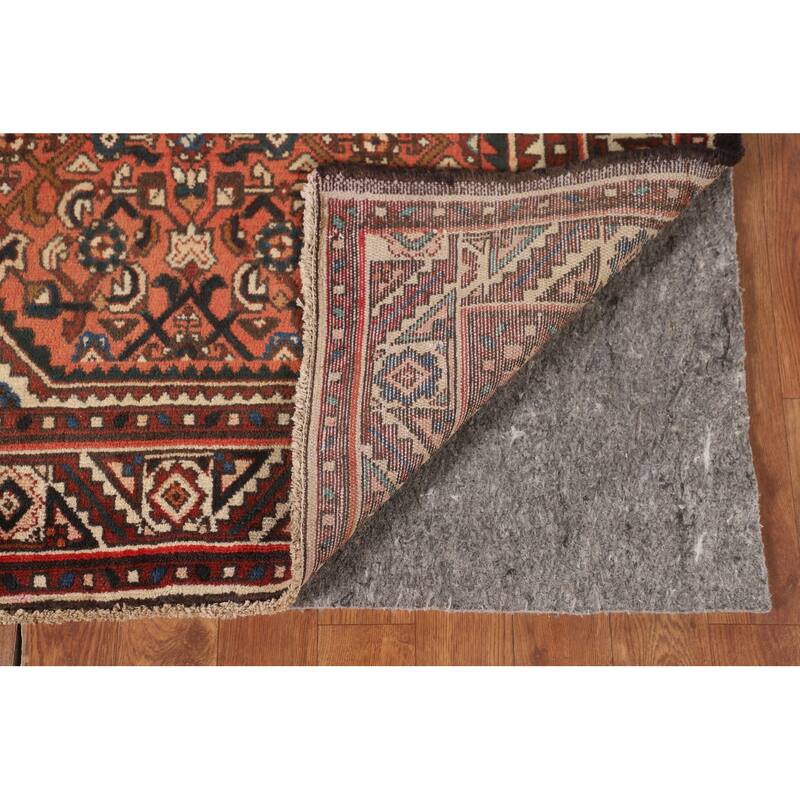 Geometric / Medallion Hamedan Vintage Runner Rug Handmade Wool Carpet - 3'5"x 10'4"