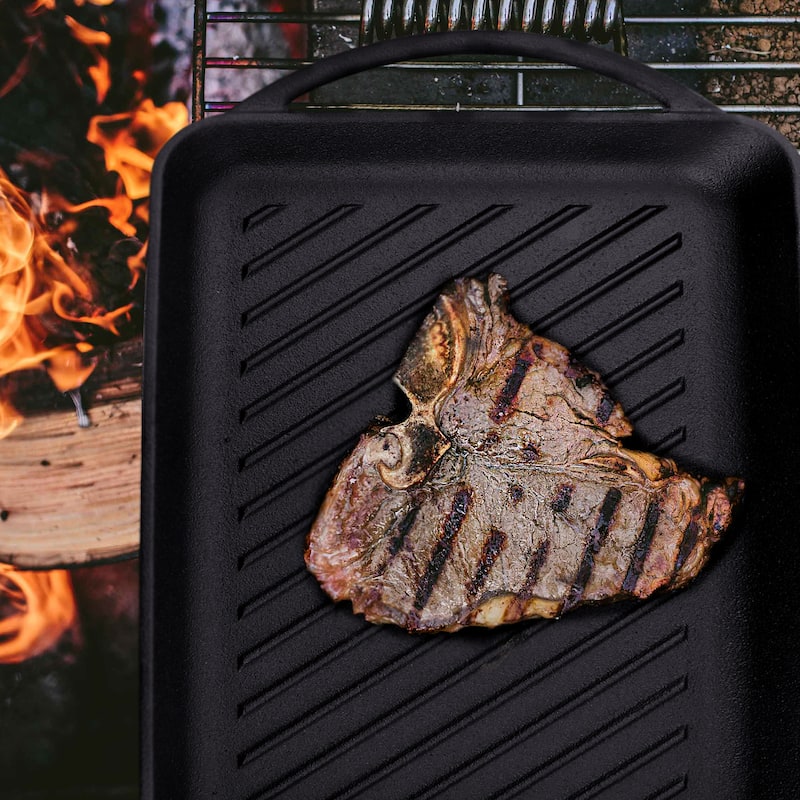 Marland 14.5 Inch Preseasoned Cast Iron Grill Pan Dual Handle