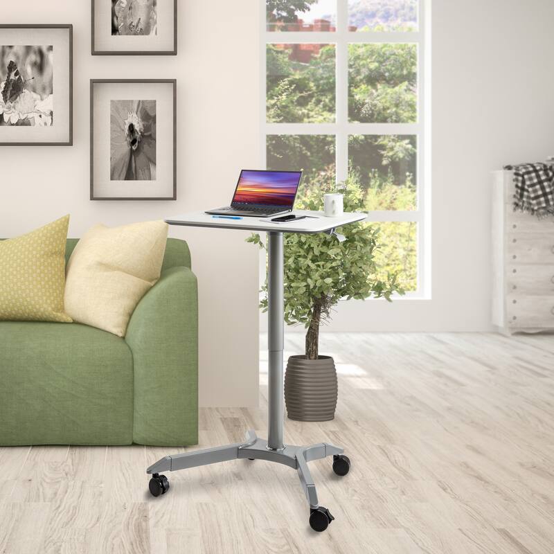 airLIFT XL 28" Pneumatic Height Adjustable Sit-Stand Mobile Laptop Computer Desk Cart