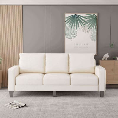 3-Seater Sofa Couch for Living Room, Durable Polyester Upholstery with Storage, Solid Wood Frame