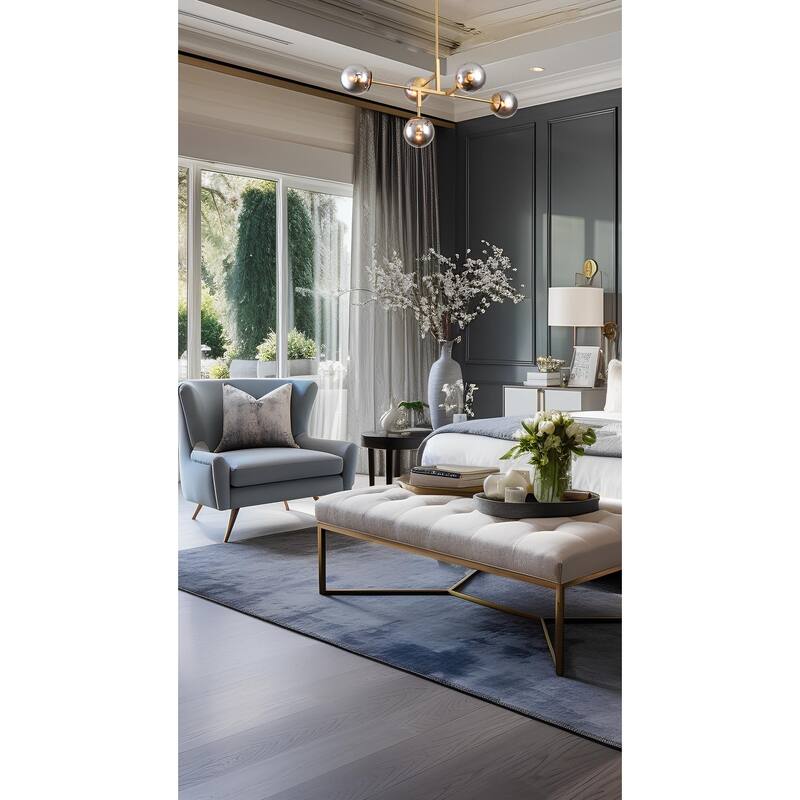 5 Light Gold Metal Chandelier with Smoke Glass Shades
